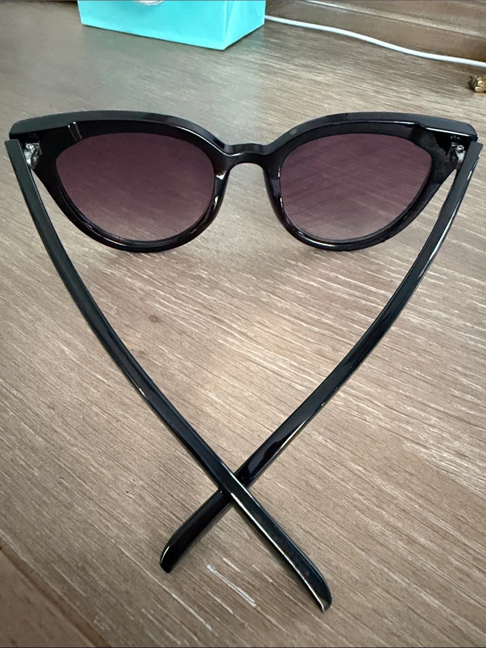 GUC J. Crew Factory Black Cat-Eye Sunglasses with Dark Lenses